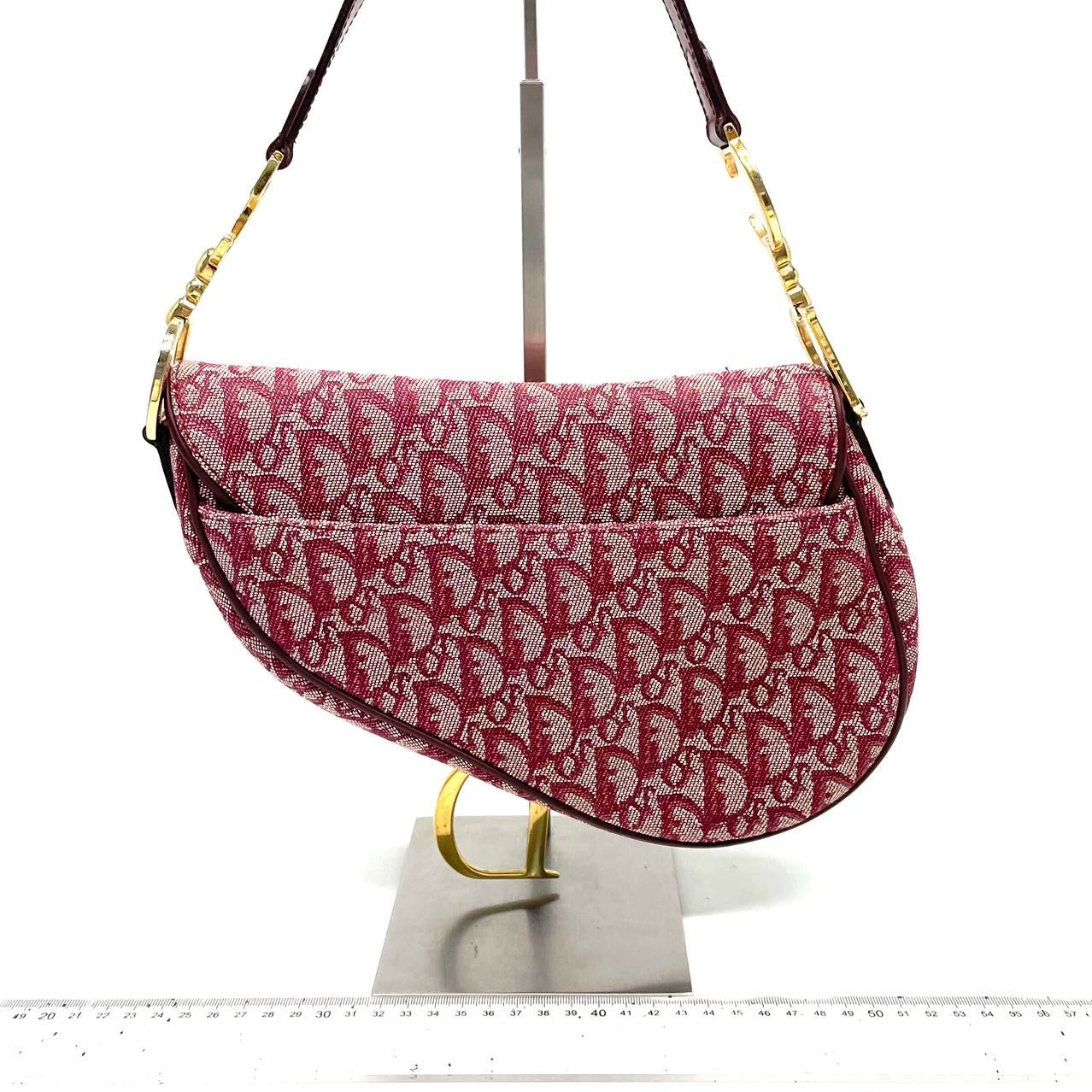 Dior Saddle Medium Red Burgundy Monogram Oblique Shoulder Bag 2002