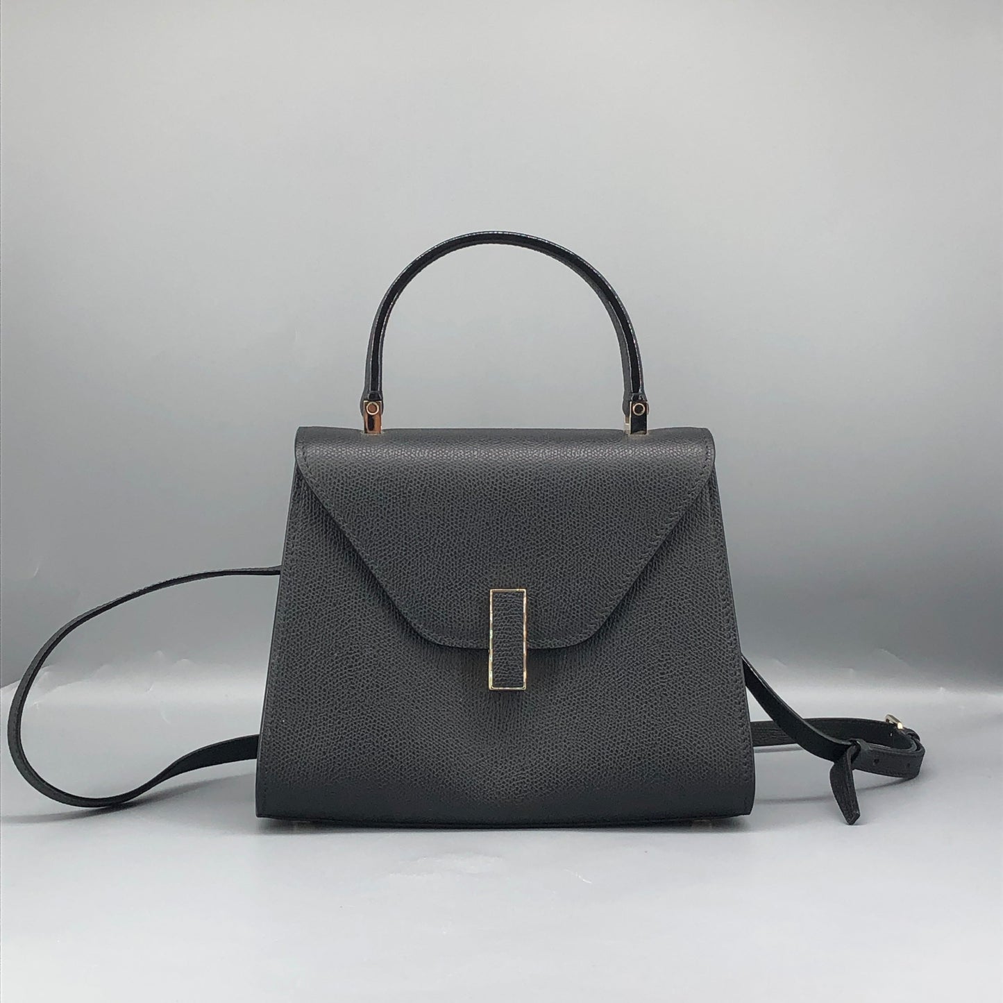 Valextra Iside Black Grained Calfskin Handbag