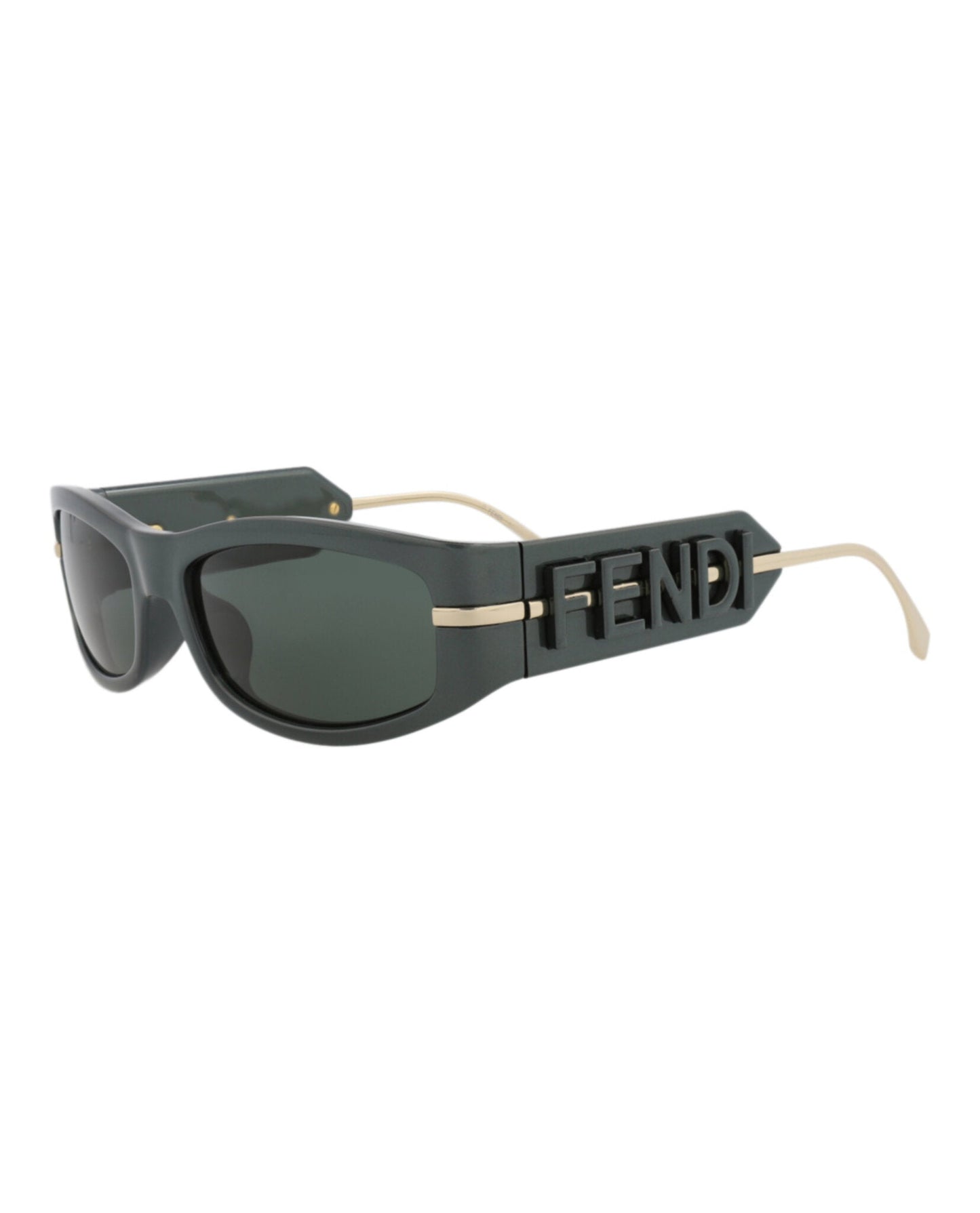 Fendi Womens Shield/Wrap Green Green Green Fashion Designer Eyewear