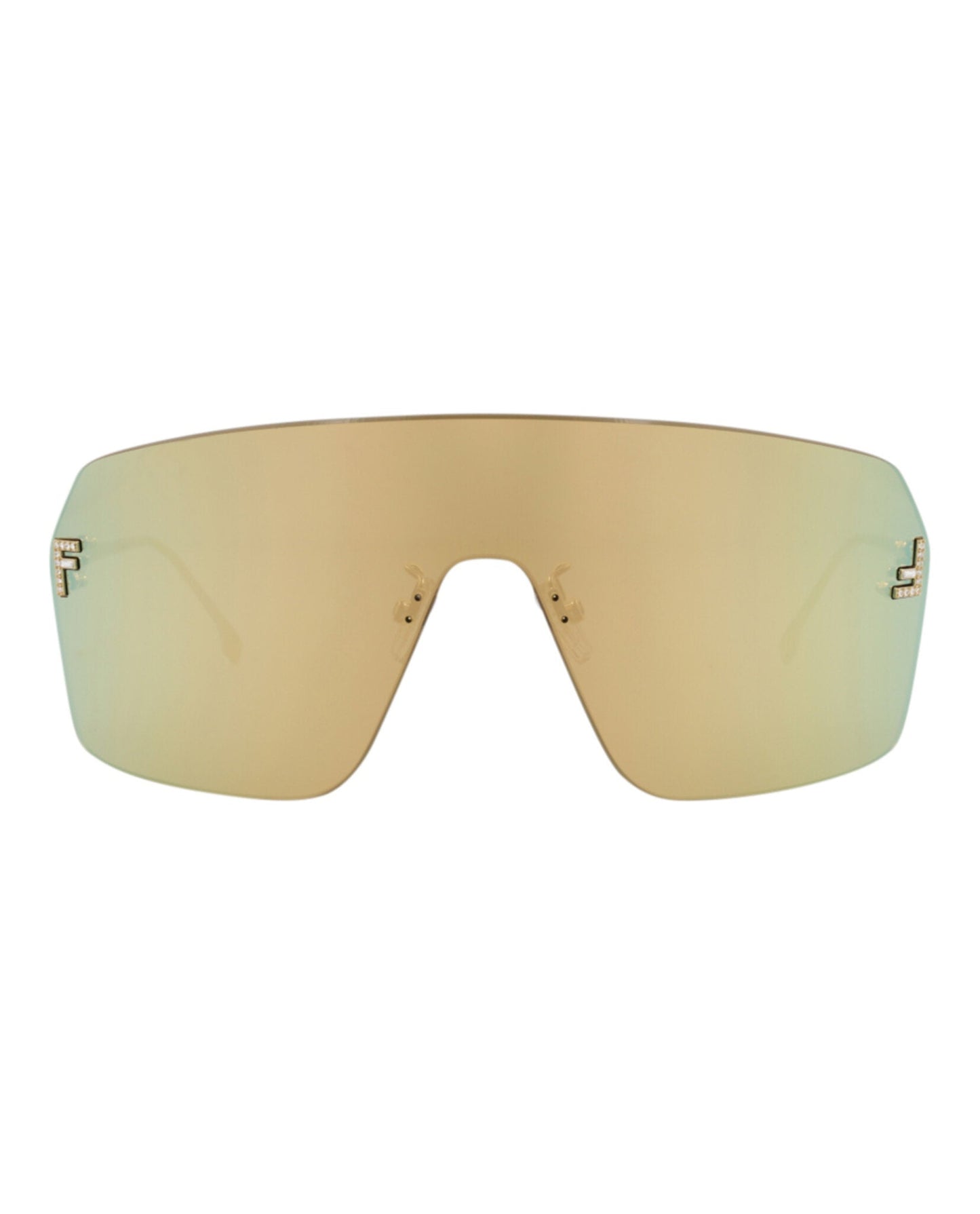 Fendi Womens Shield/Wrap Gold Gold Gold Fashion Designer Eyewear
