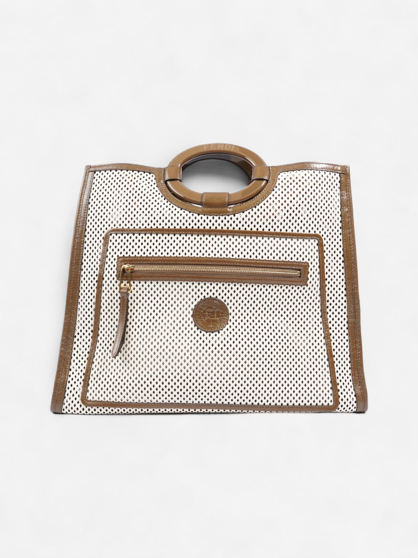 Fendi Runaway Leather Brown Tote Bag