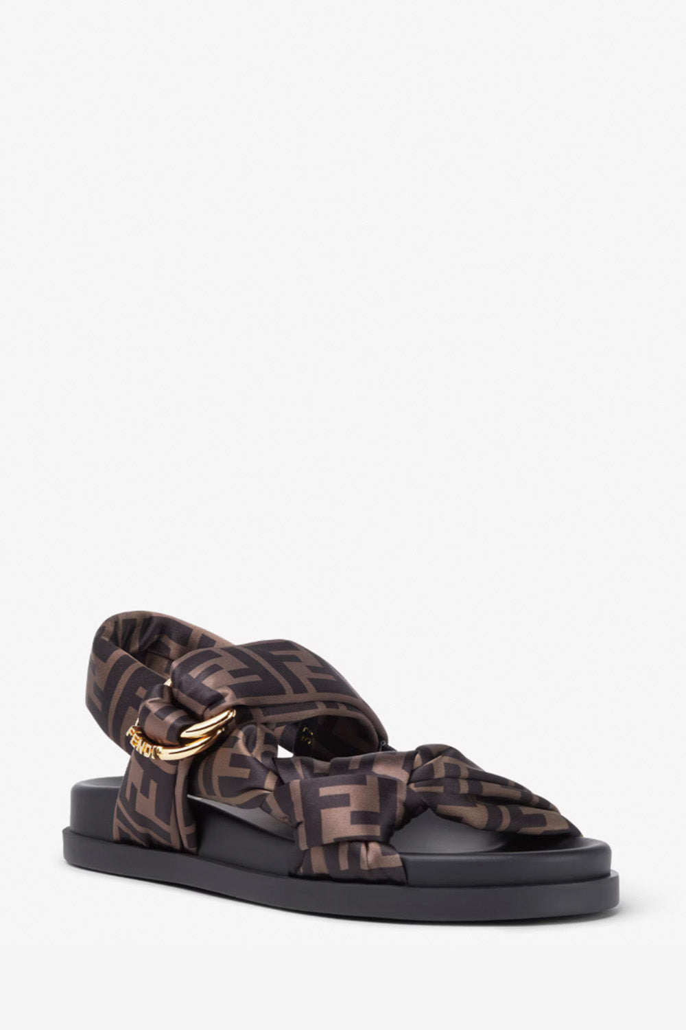 Fendi Feel Brown FF Satin Sandals