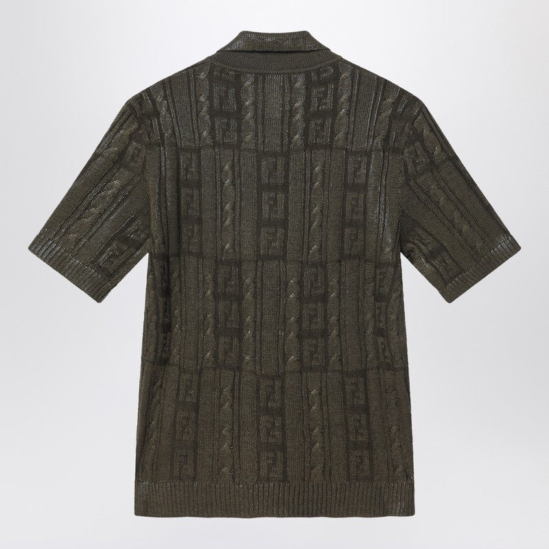 Fendi Dark Green Wool Polo Men