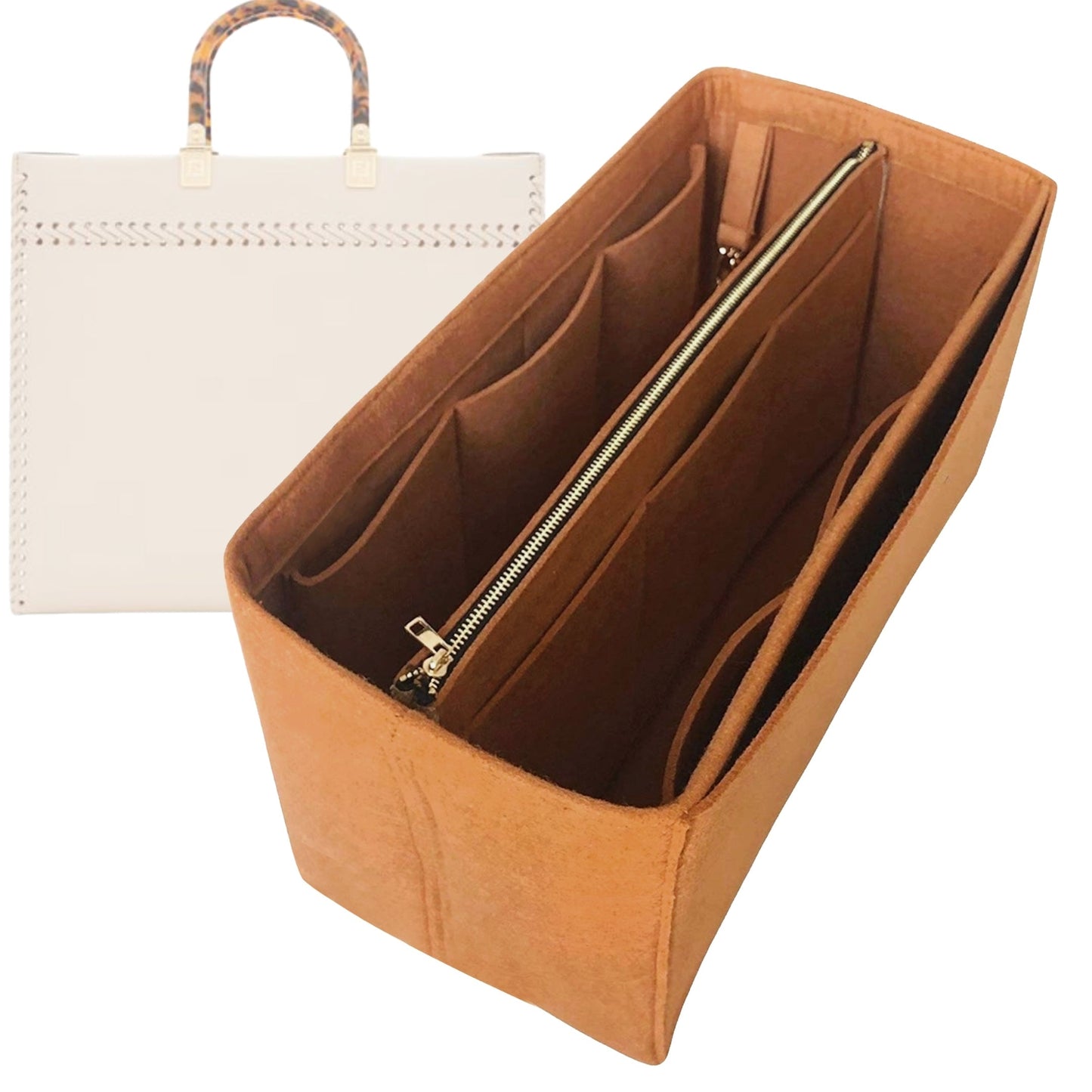 Organizer for [Sunshine Large, Fendi] Bag Insert (Felt, with Detachable Zip Pouch)