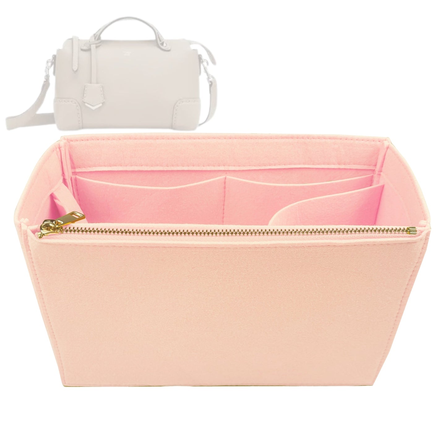 Organizer for [By The Way Selleria Large, Fendi] Bag Insert (Felt, Long Zip and Open Compartment)