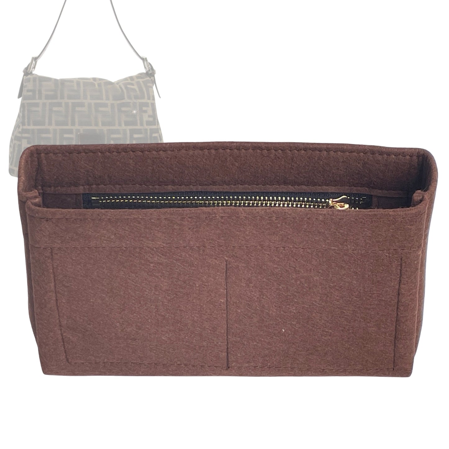 Organizer for [Mama Baguette, Fendi] Bag Insert (Felt, Slim with Zip Pocket)