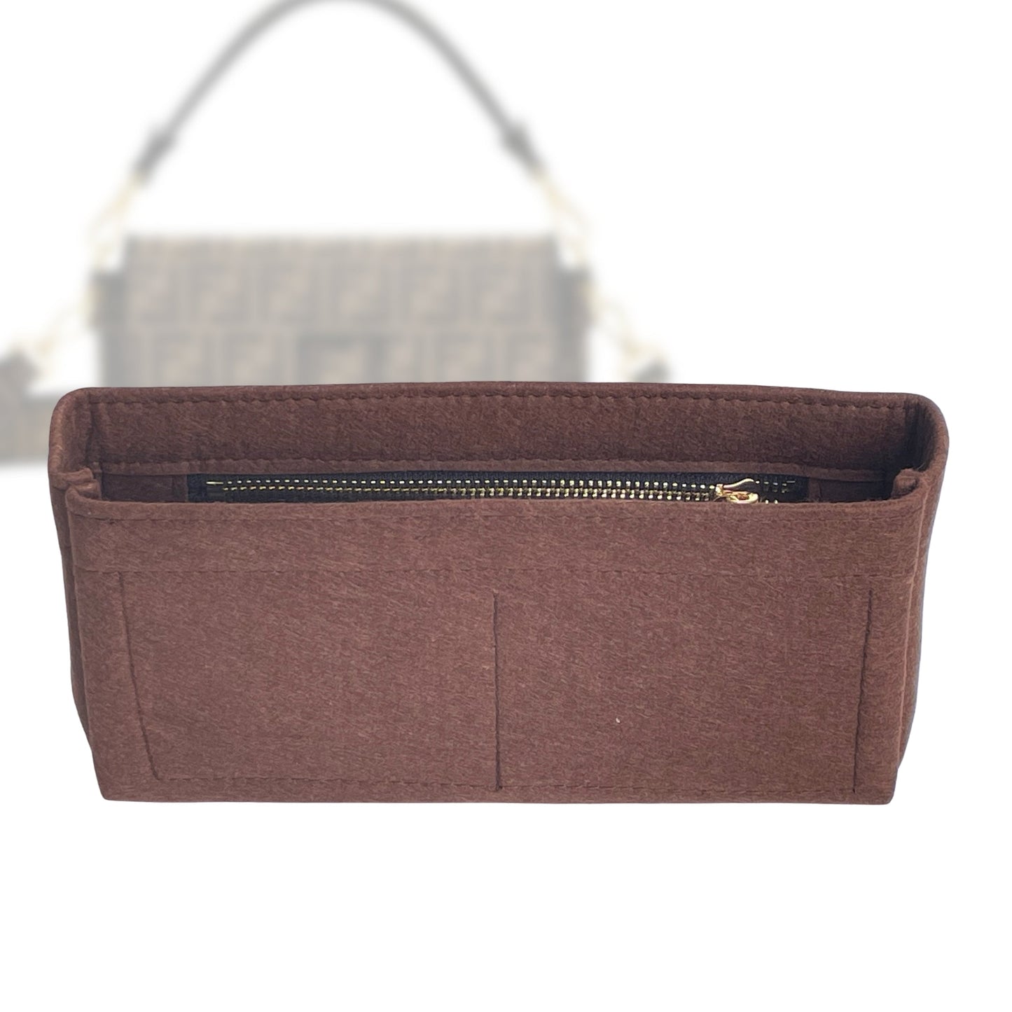 Organizer for [Baguette Medium 27cm, Fendi] Bag Insert (Felt, Slim with Zip Pocket)
