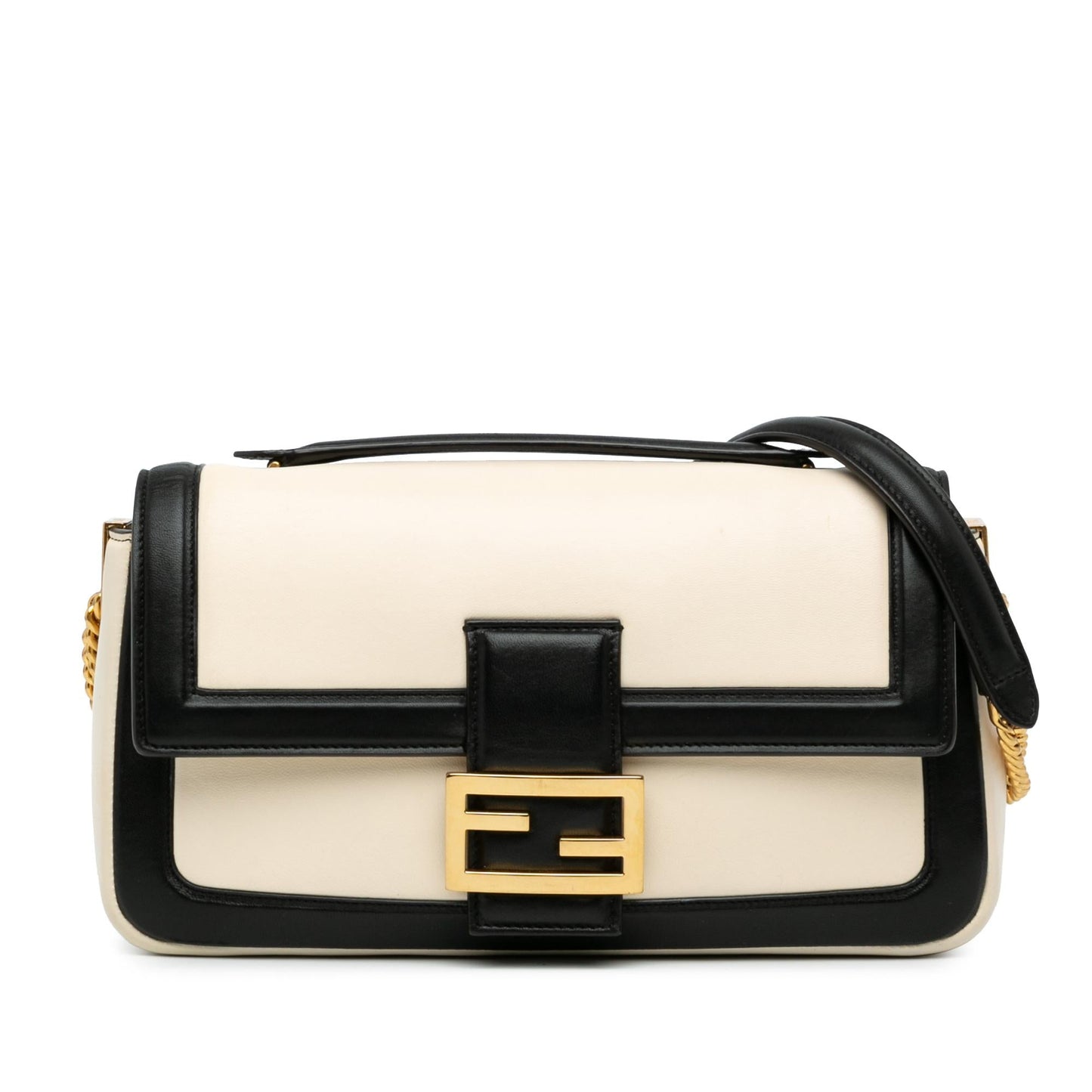 Fendi Bicolor Leather Chain Midi Baguette (SHG-Hf8LuU)