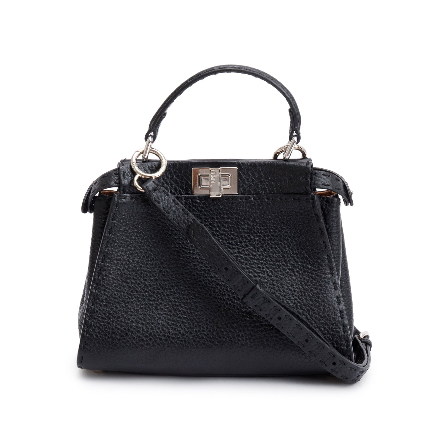 Fendi Black Calfskin Leather Mini Peekaboo ISeeU Bag