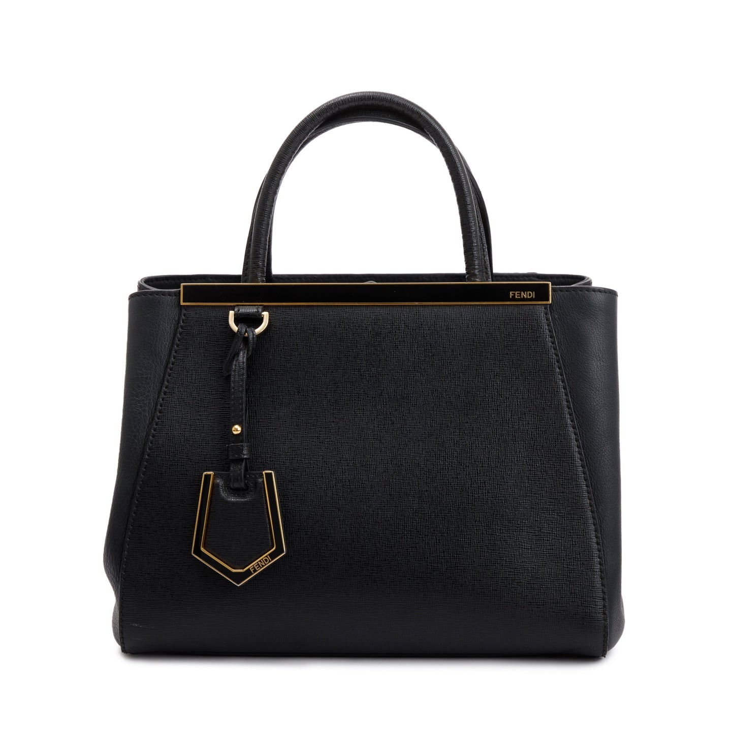 Fendi Black Vitello Elite Leather Petite 2Jours Tote