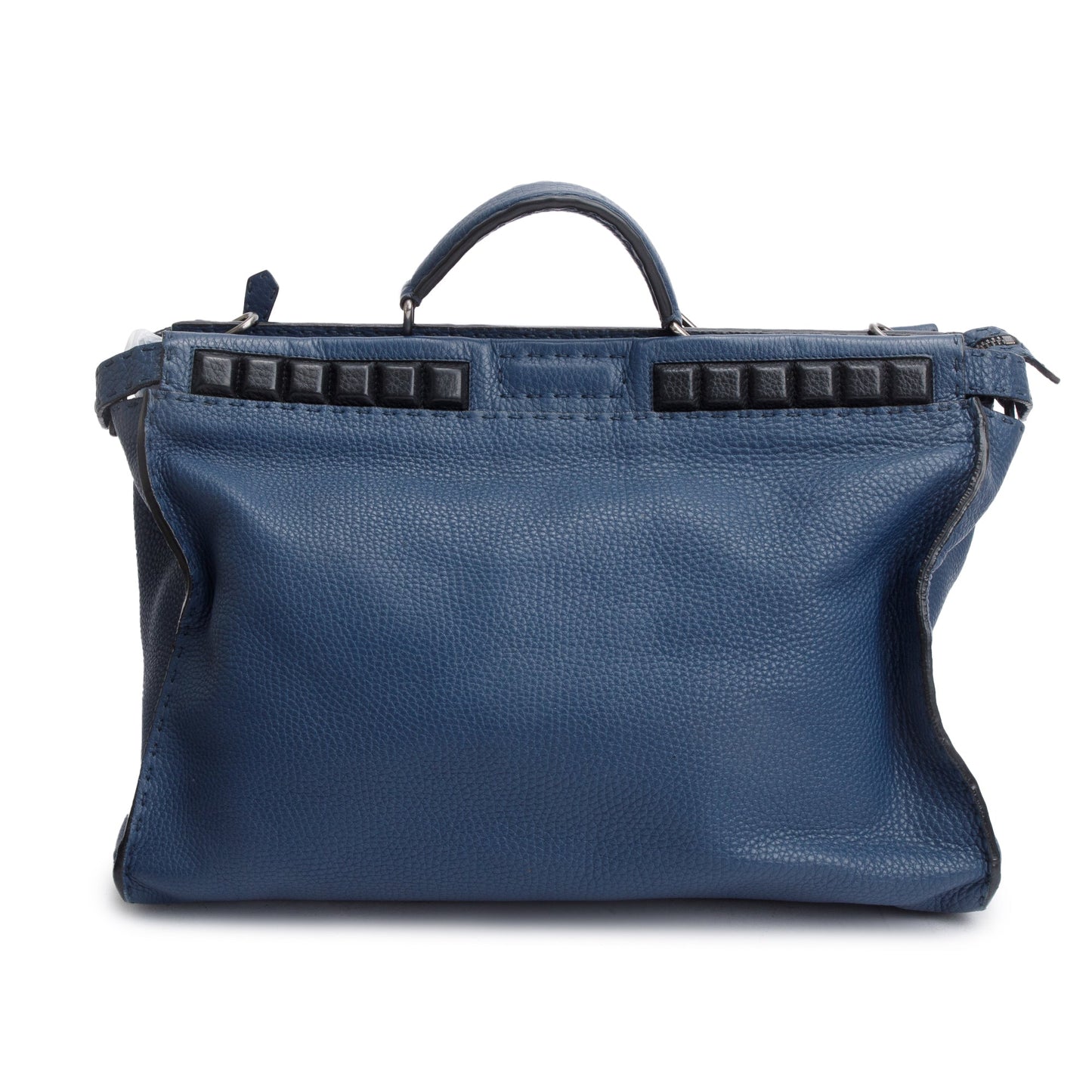 Fendi Blue Selleria Leather Studded XL Peekaboo Bag