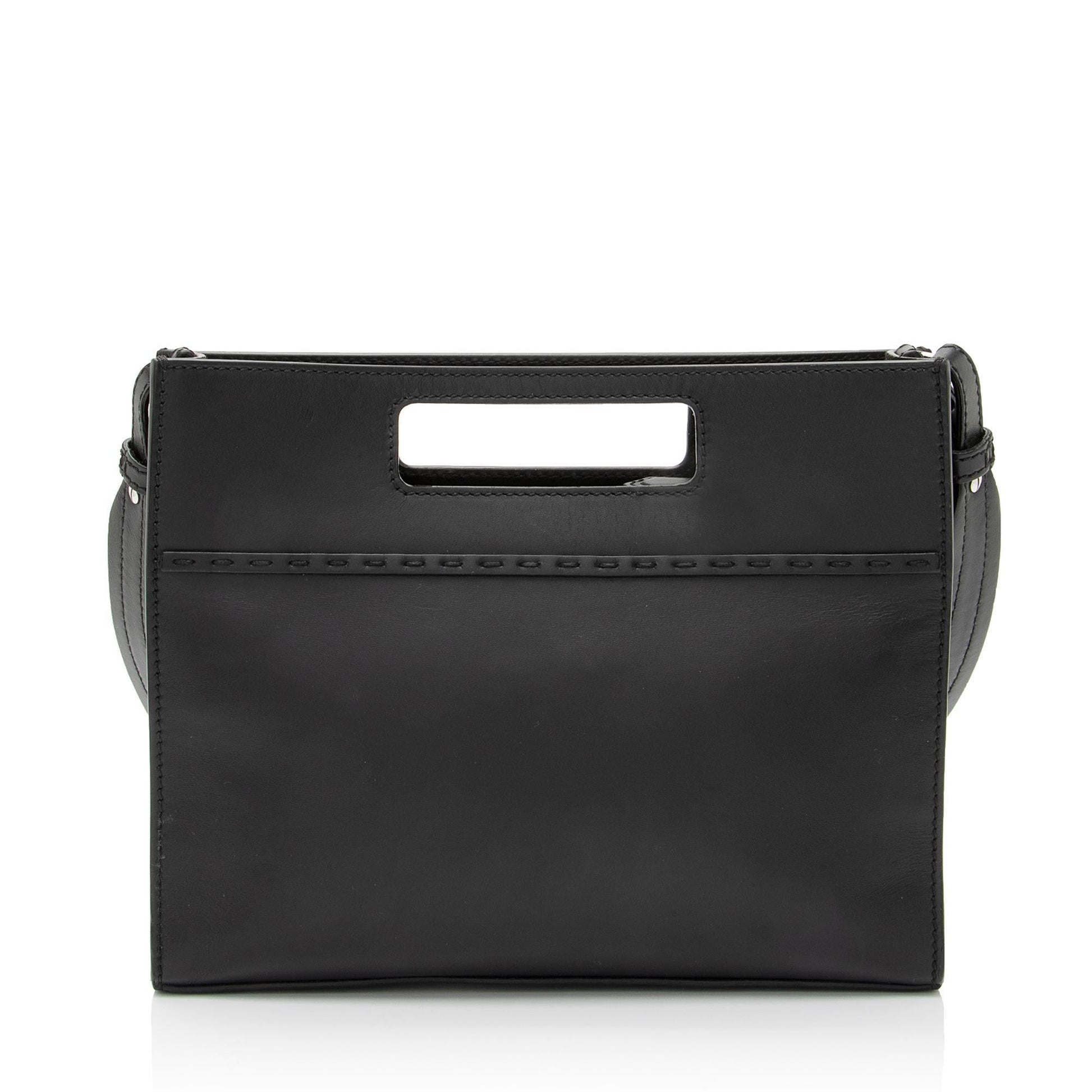 Fendi Calfskin Cutout Handle Mini Shopper Tote