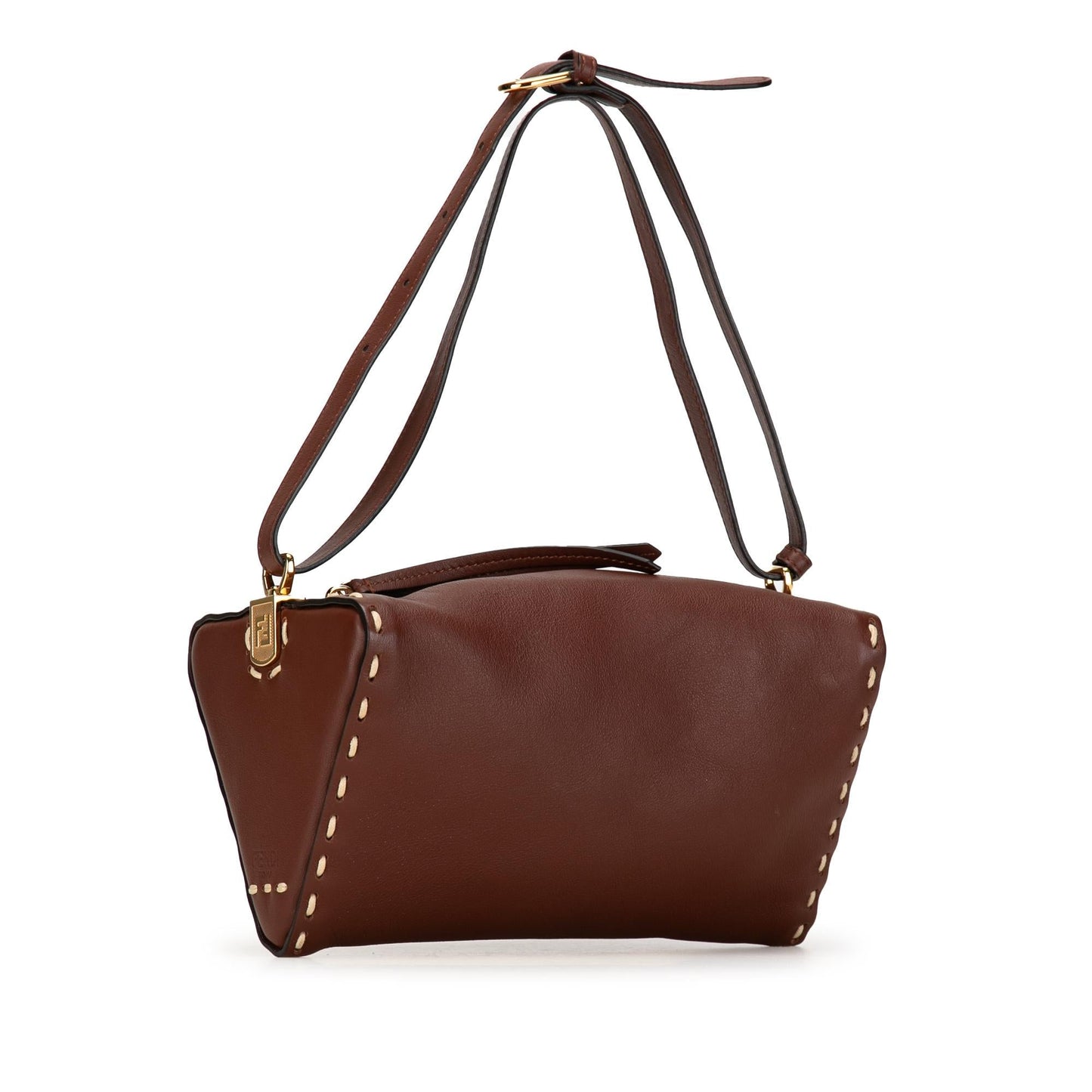 Fendi Calfskin Selleria Triangle Shoulder Bag (SHG-PYwPIP)