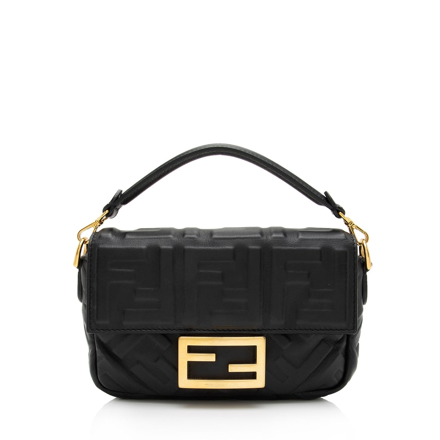 Fendi FF Embossed Mini Baguette Shoulder Bag