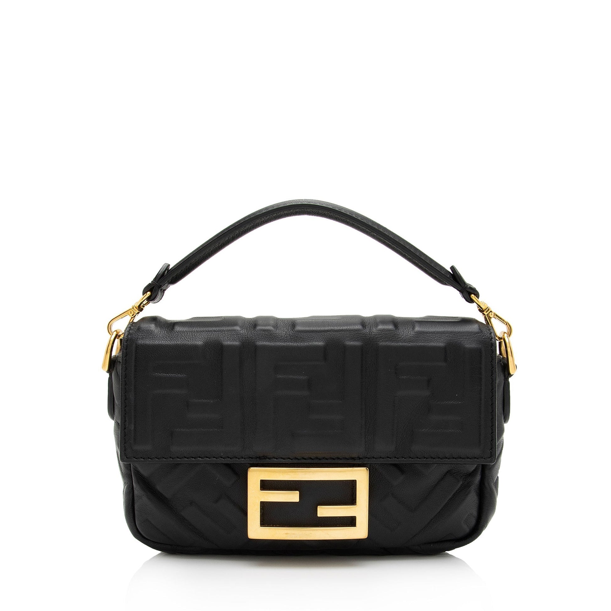 Fendi FF Embossed Mini Baguette Shoulder Bag