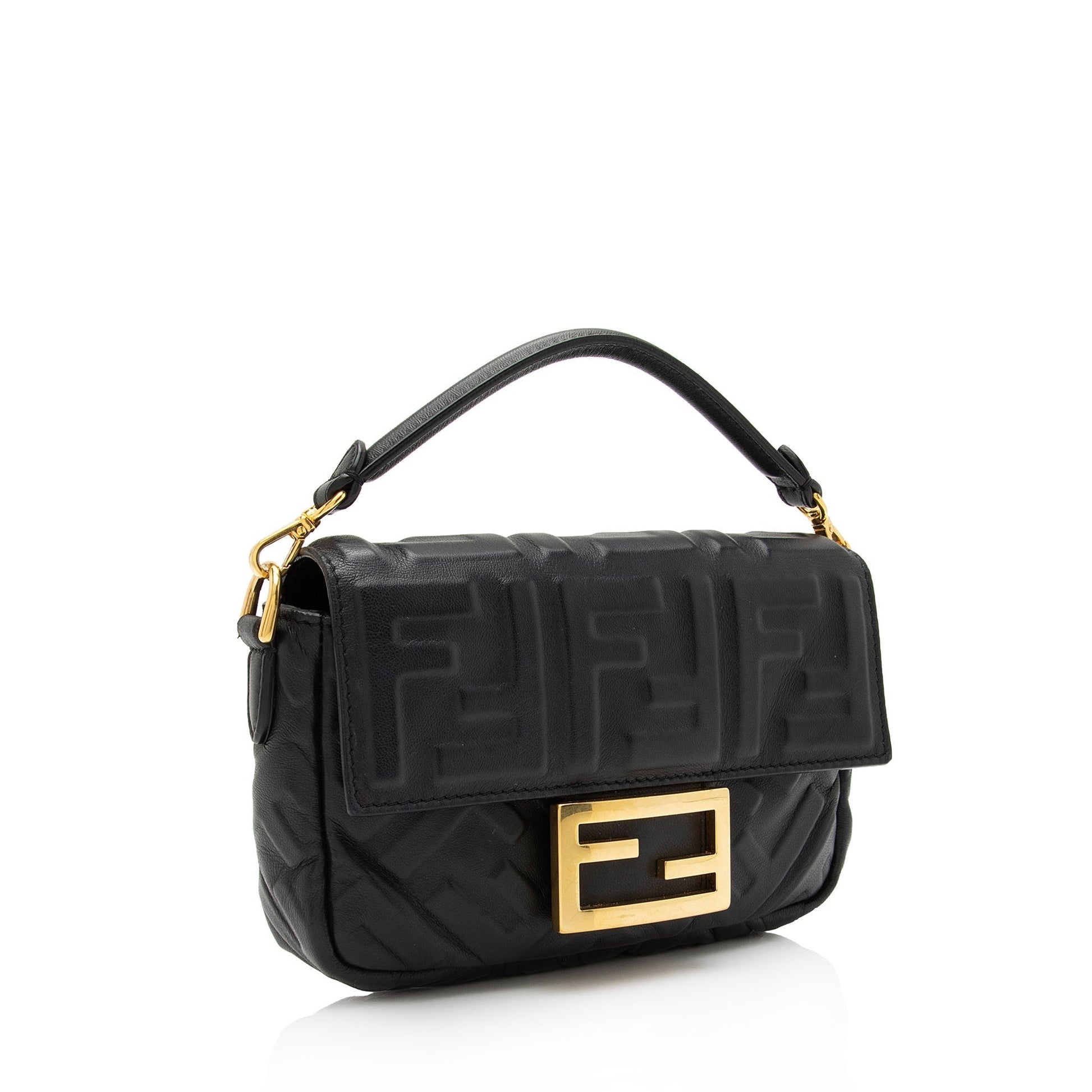 Fendi FF Embossed Mini Baguette Shoulder Bag