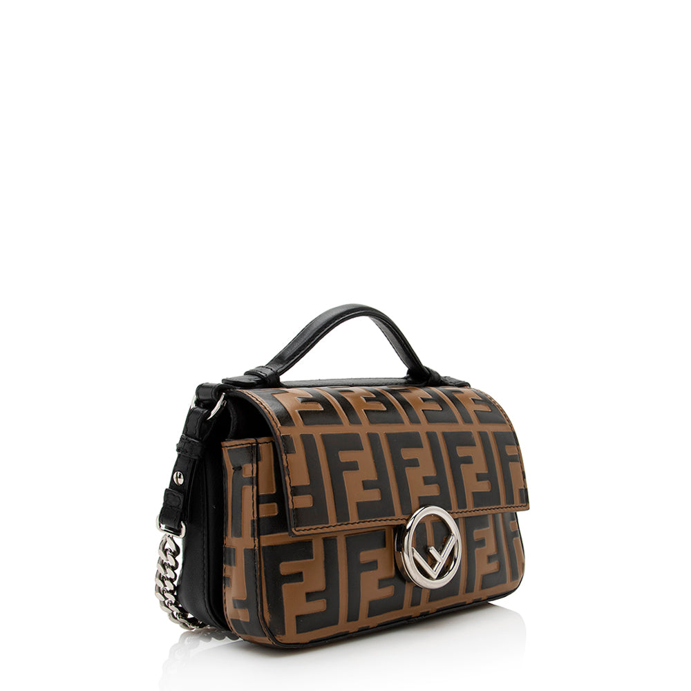 Fendi FF Embossed Calfskin Double Micro Baguette Bag