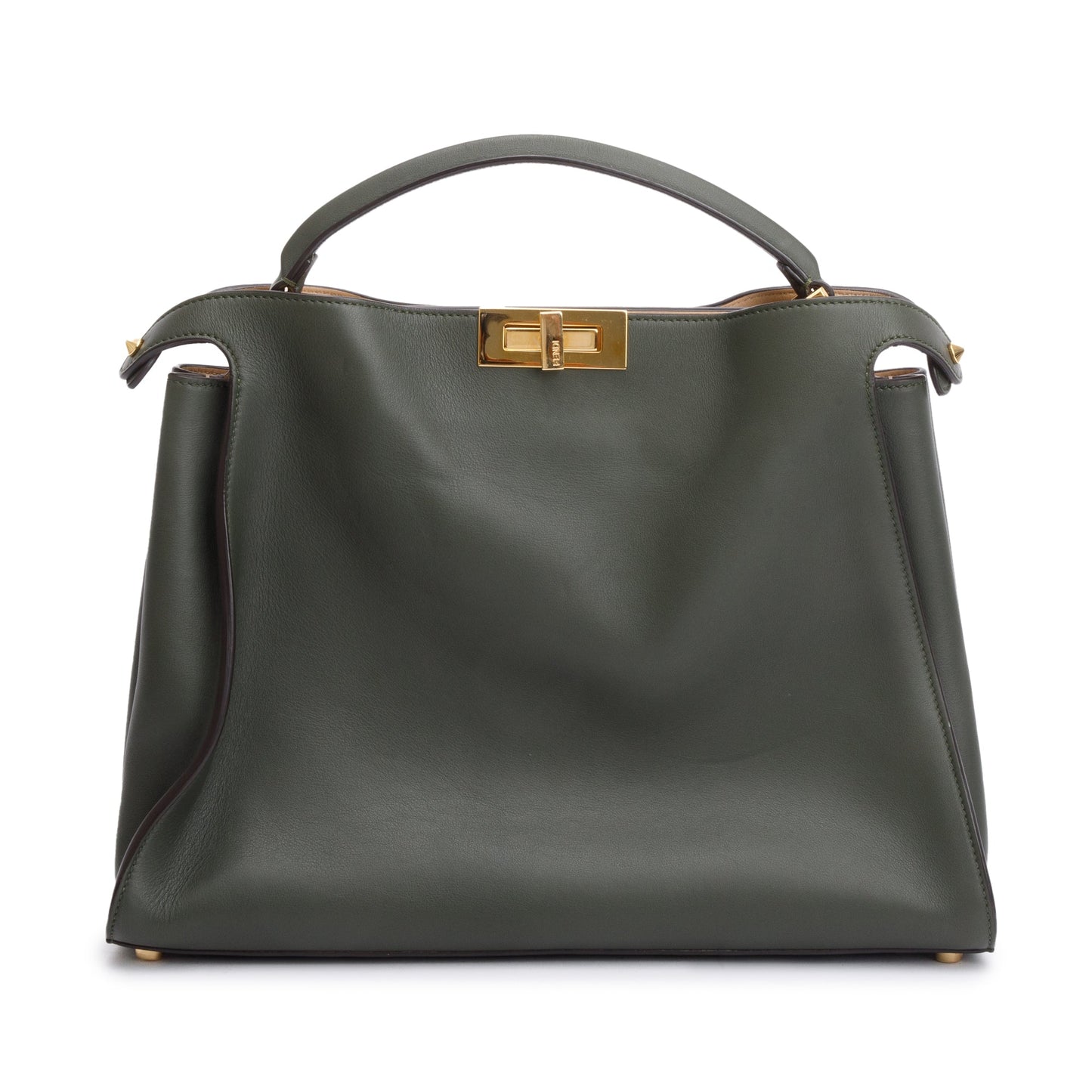 Fendi Green Calfskin Leather Large Peekaboo Bag