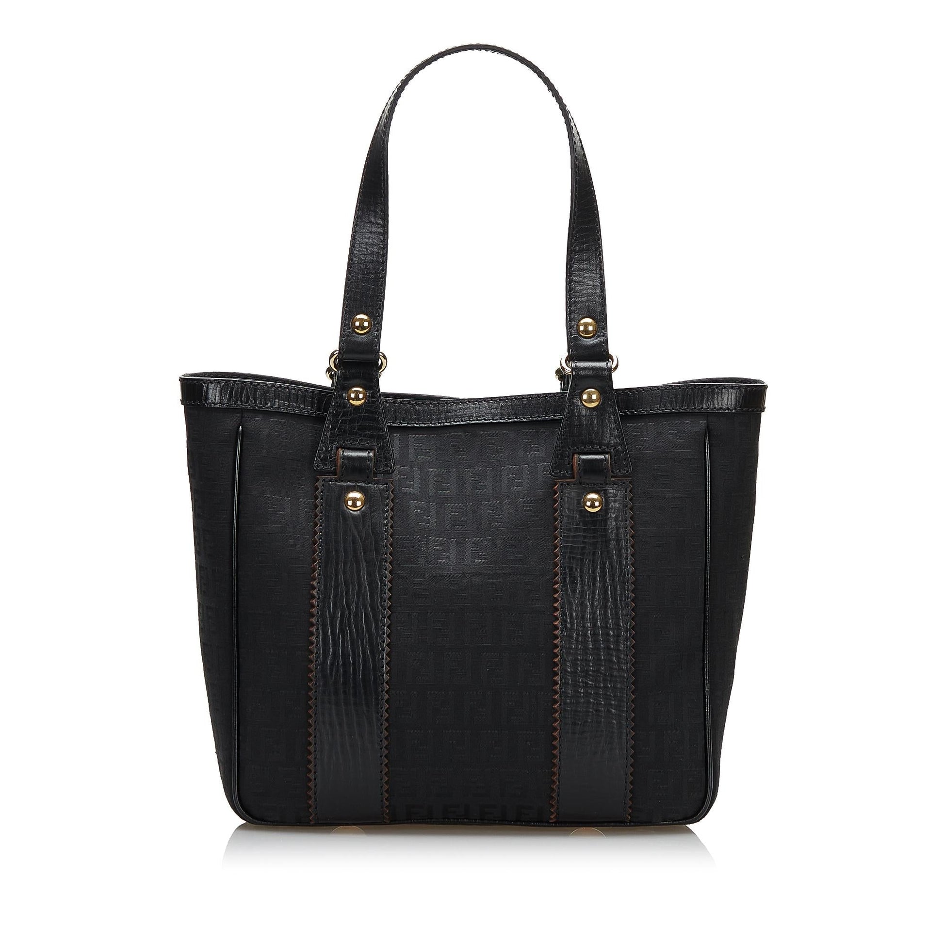 Fendi Leather-Trimmed Zucchino Tote
