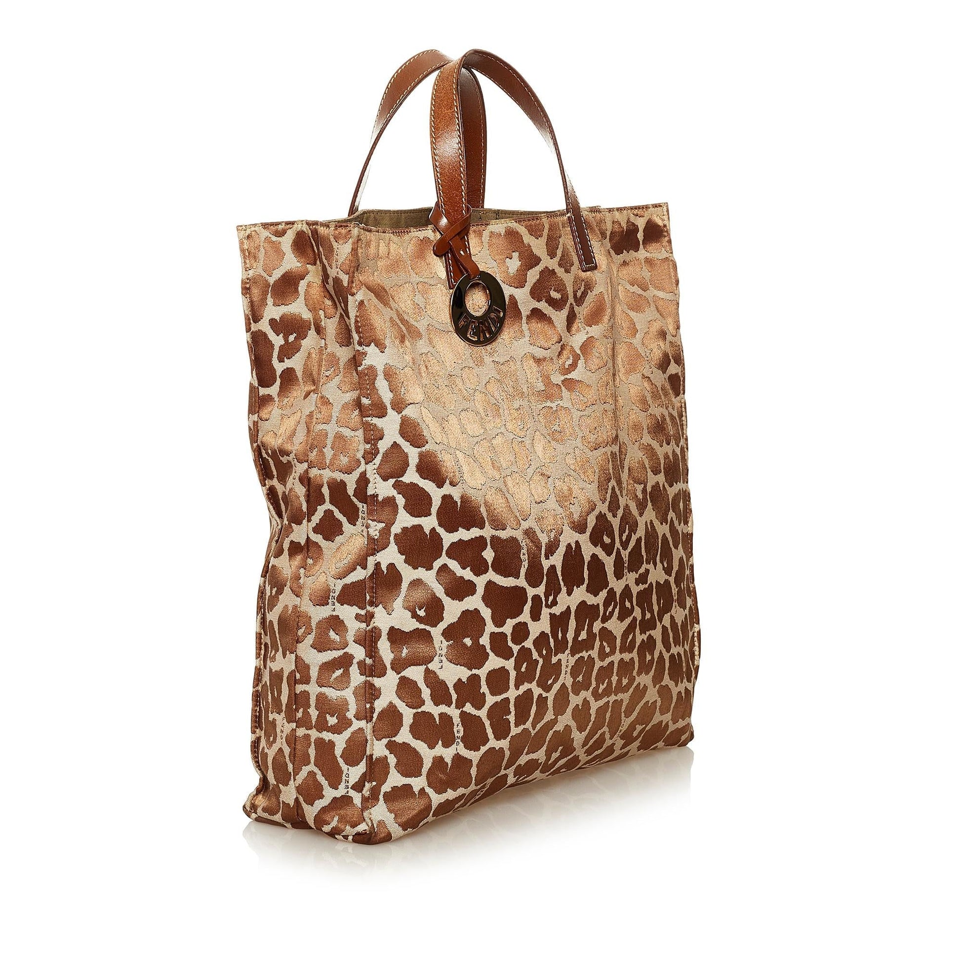 Fendi Leopard Print Canvas Tote Bag