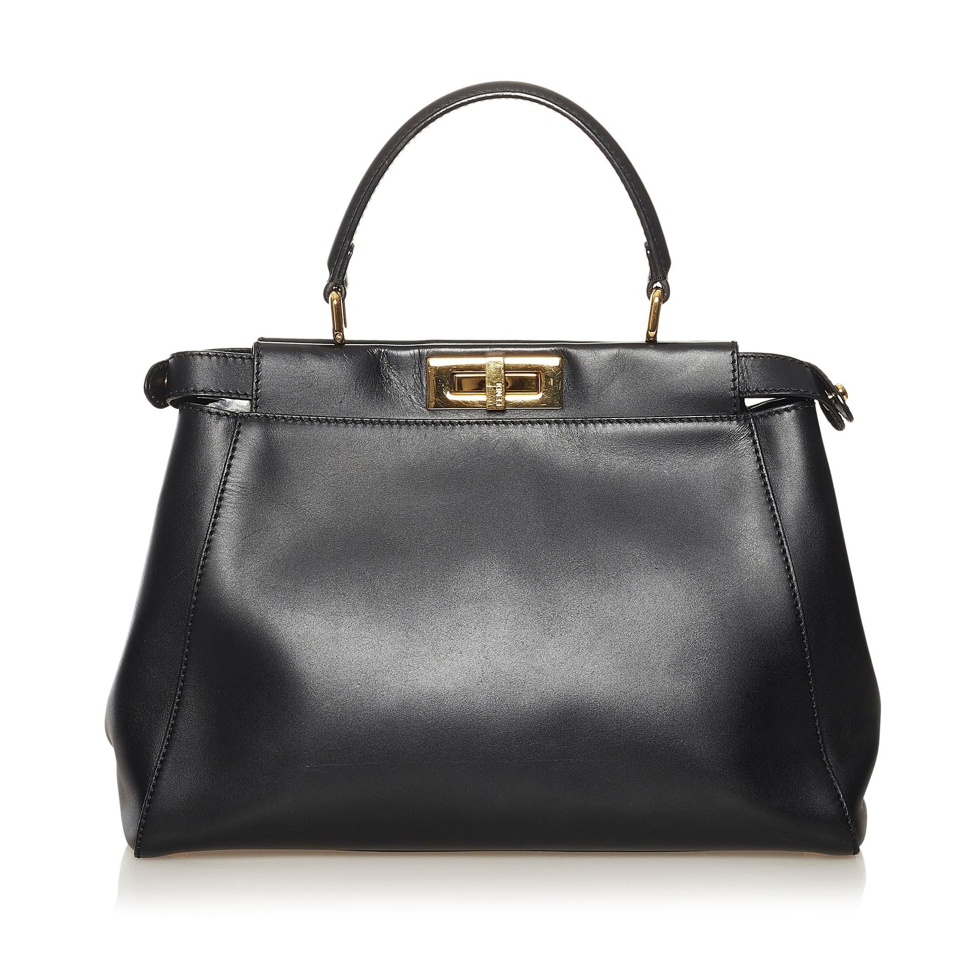 Fendi Medium Peekaboo Leather Satchel