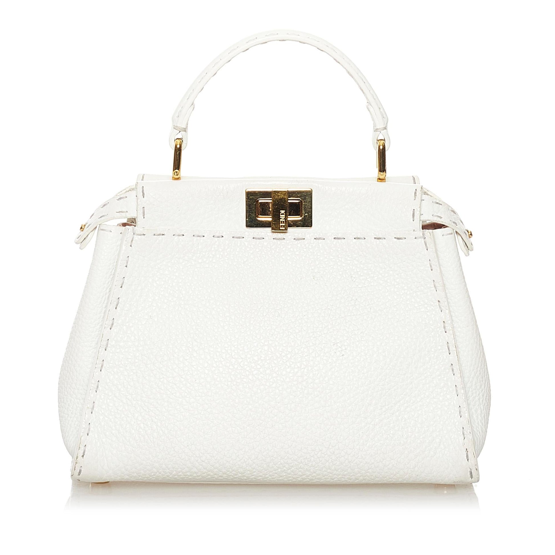 Fendi Mini Selleria Peekaboo Leather Satchel