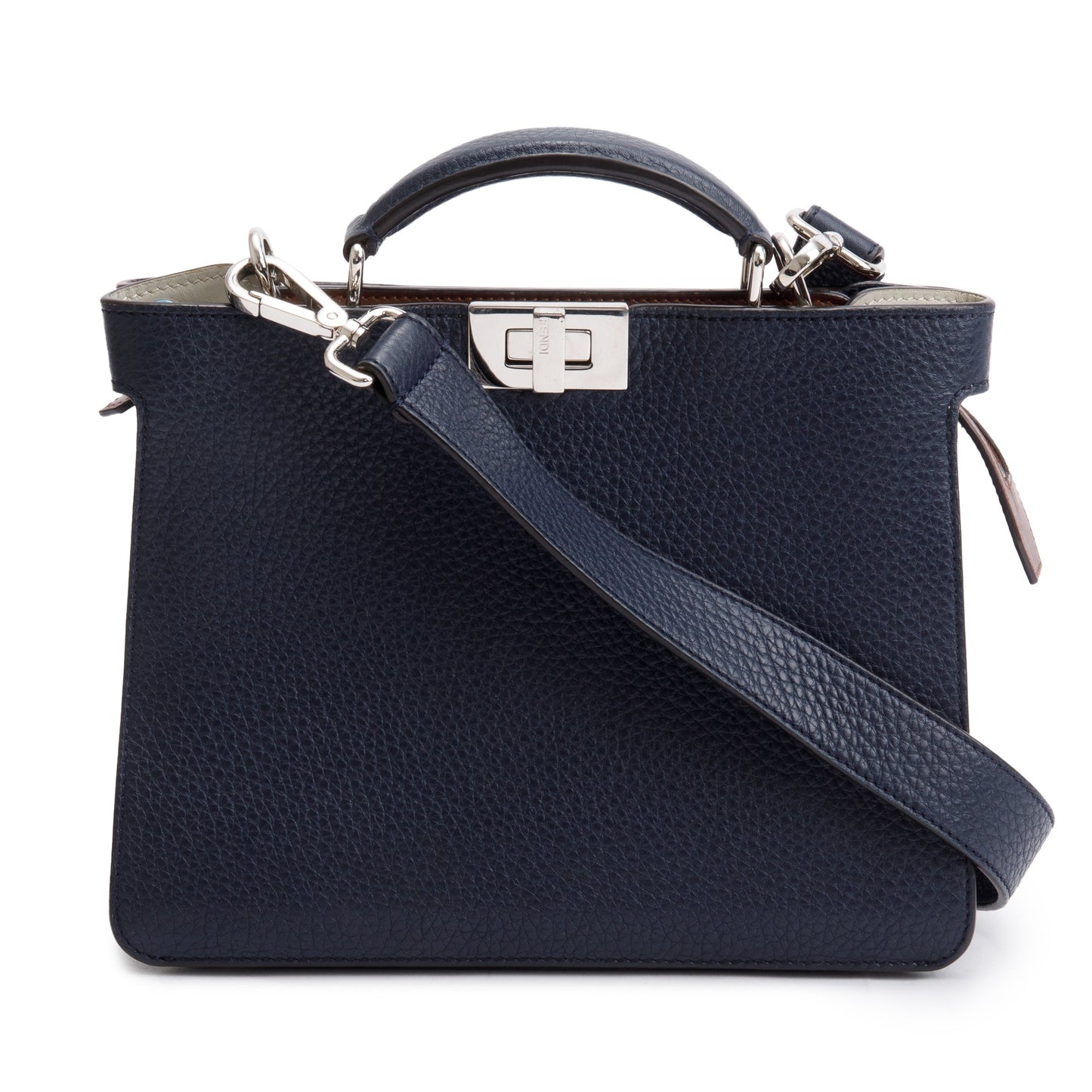 Fendi Navy Calfskin Leather Mini Peekaboo ISeeU Bag