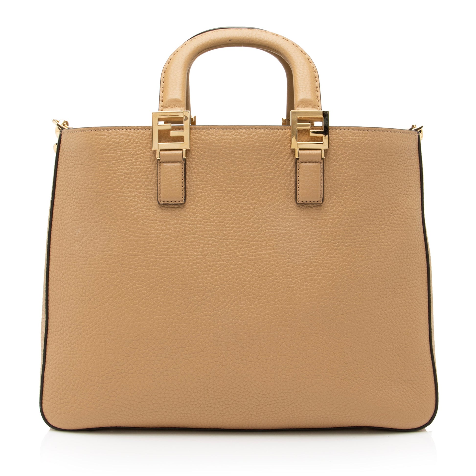 Fendi Calfskin Romano Selleria FF Handle Medium Tote