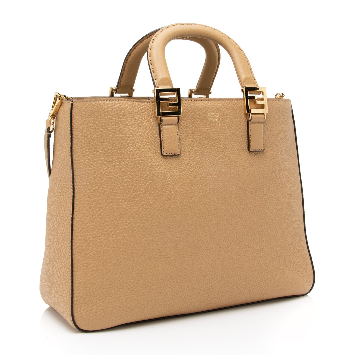 Fendi Calfskin Romano Selleria FF Handle Medium Tote
