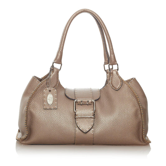 Fendi Selleria Sporty Leather Shoulder Bag