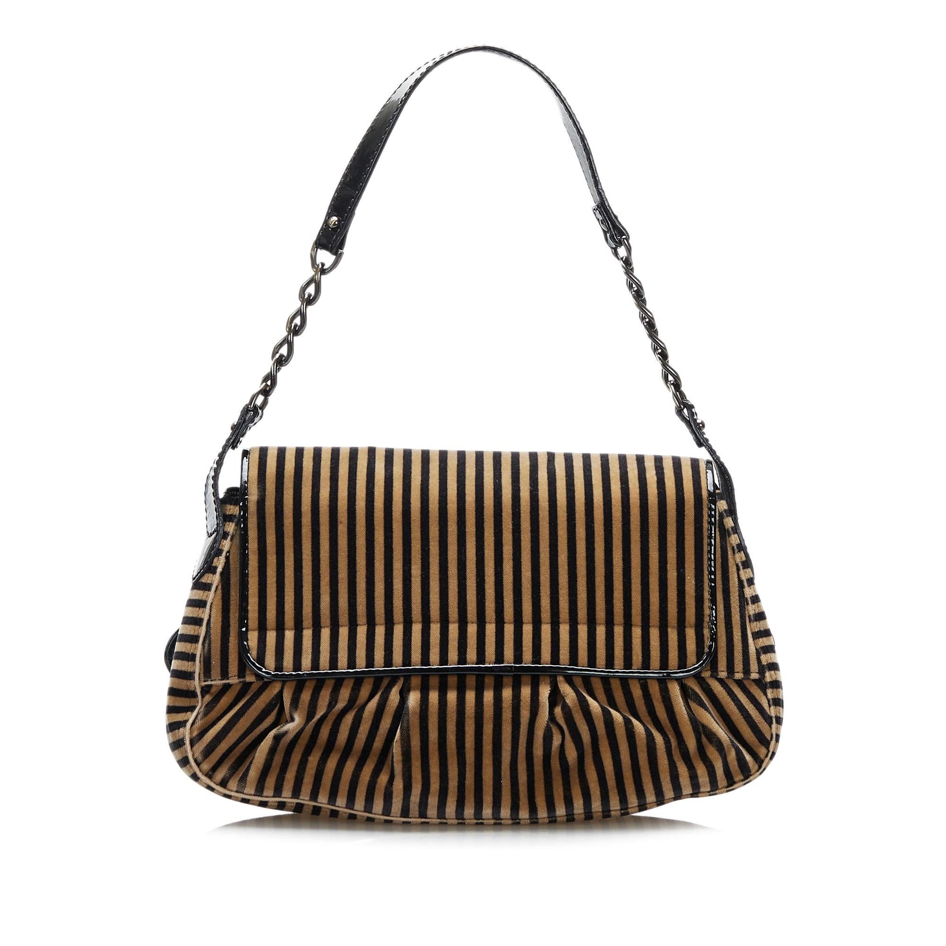 Fendi Striped Velvet B Bis Bag