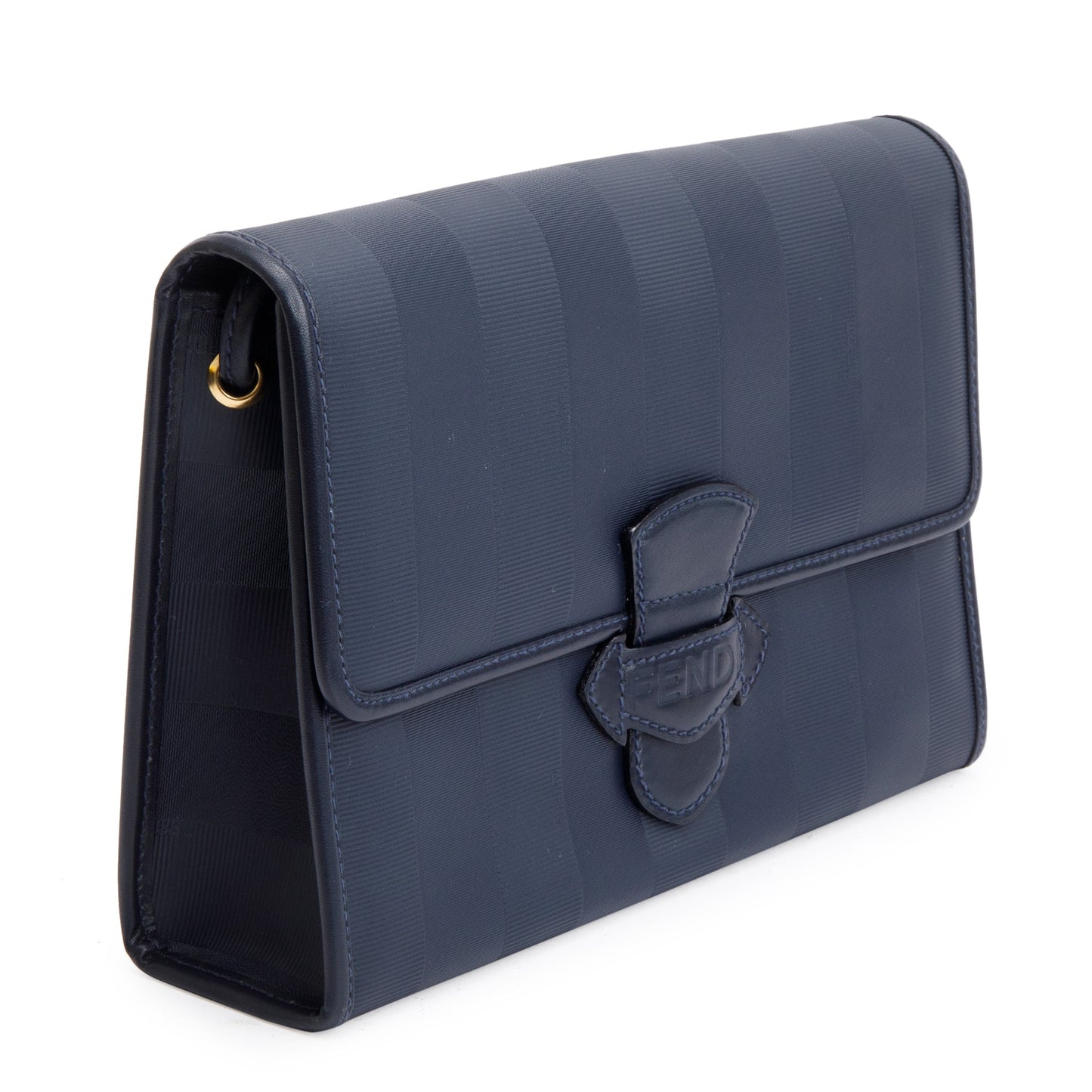 Fendi Navy Pequin Coated Canvas Crossbody Bag