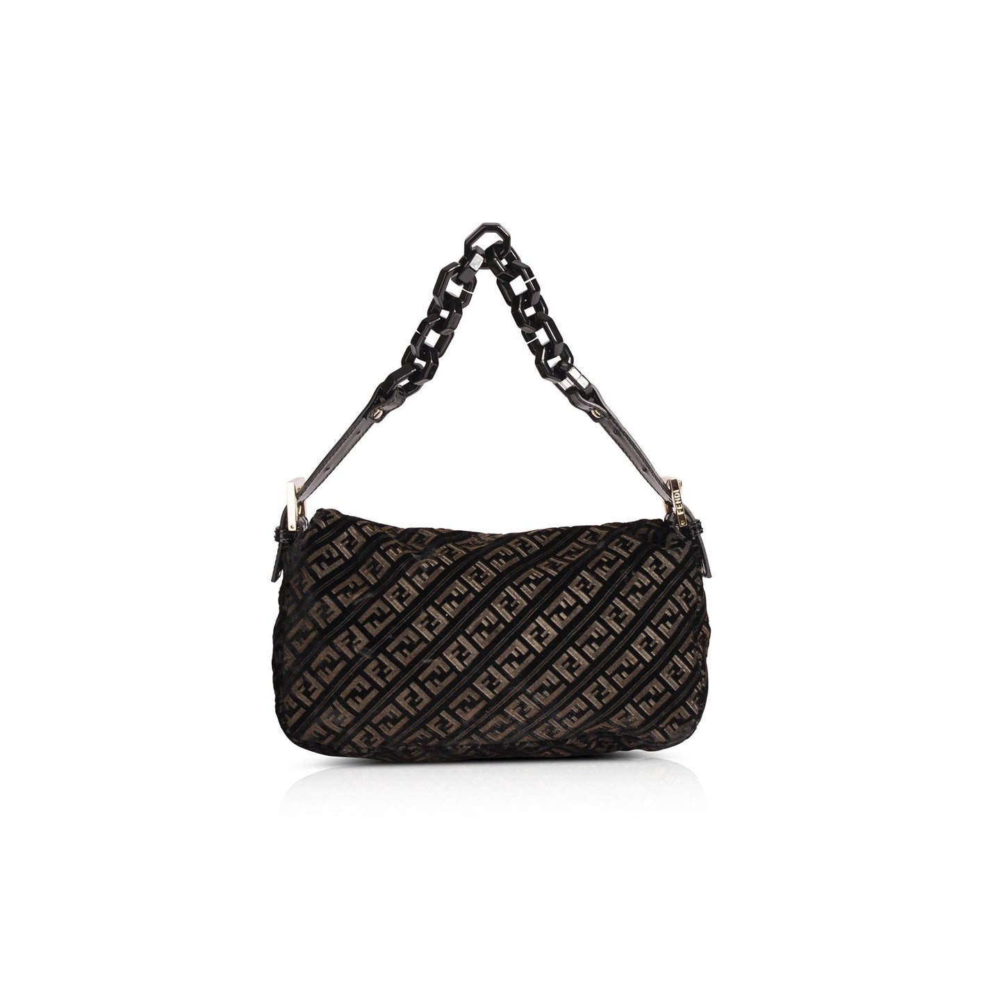 Fendi Velvet Zucca Resin Baguette Flap Bag