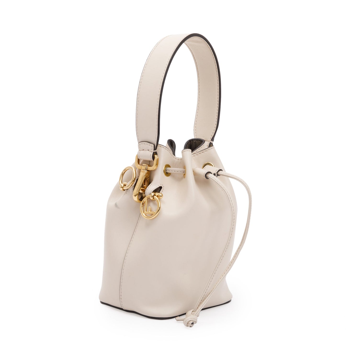 Fendi White Calskin Mini Mon Tresor Bucket Bag