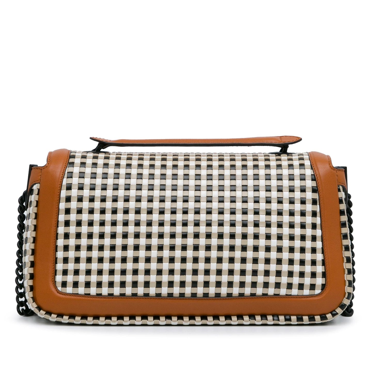 Fendi Woven Leather Chain Baguette Satchel (SHG-DfXa2v)