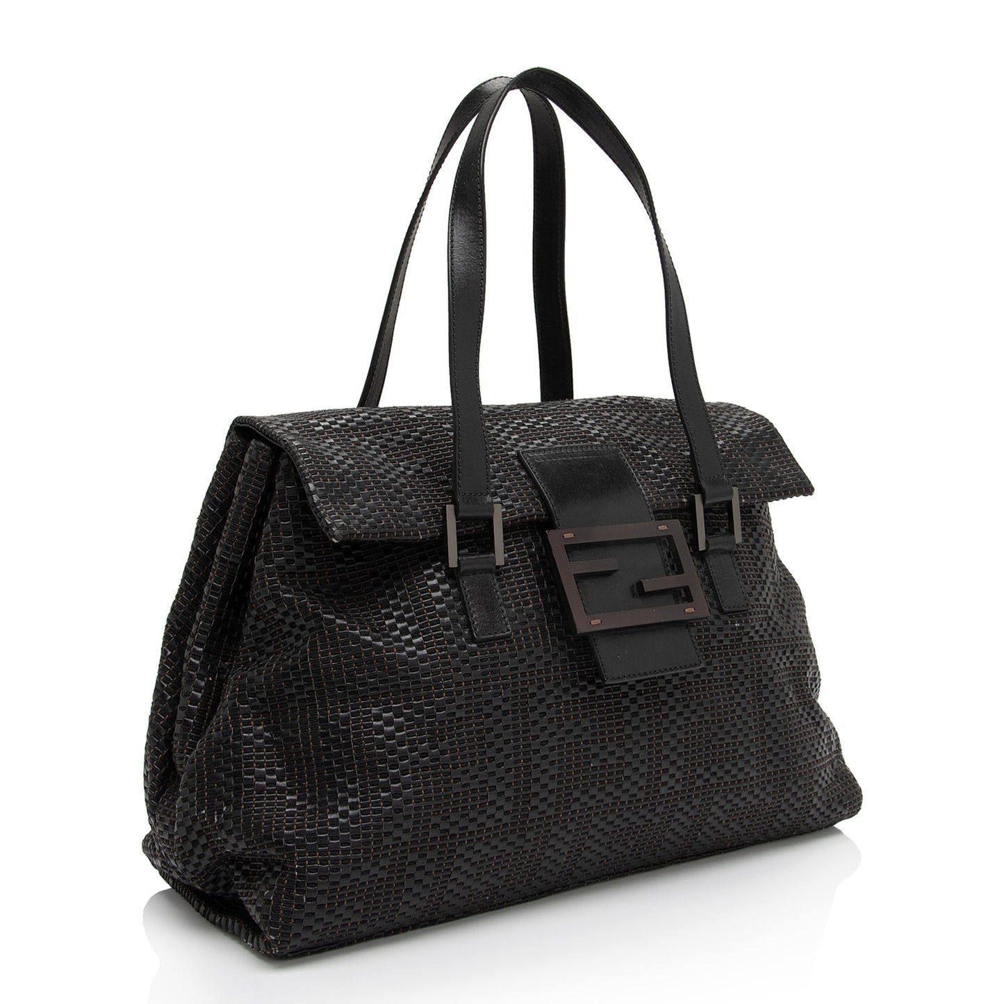 Fendi Woven Zucca Leather Forever Large Shoulder Bag