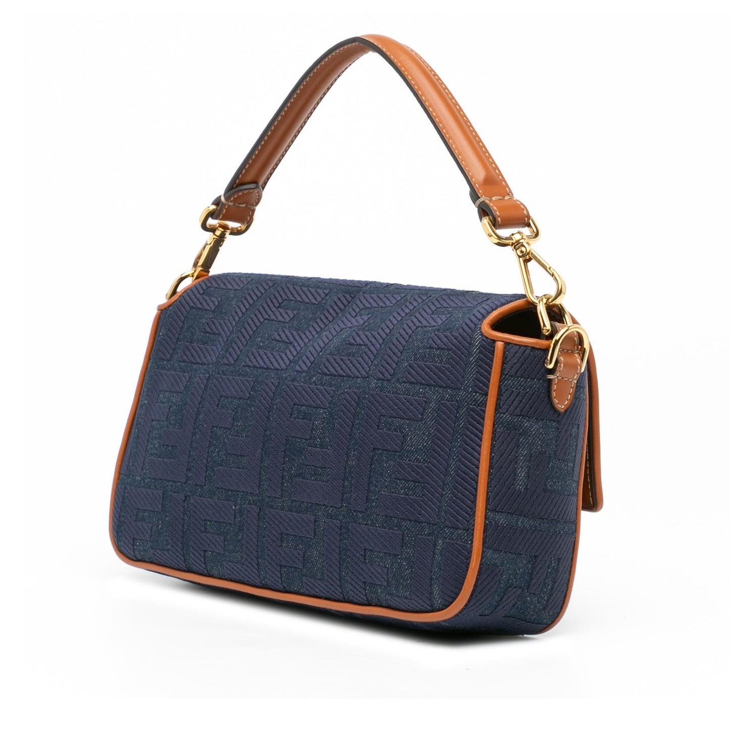 Fendi Zucca Embroidered Denim Baguette Satchel (SHG-1q9dga)