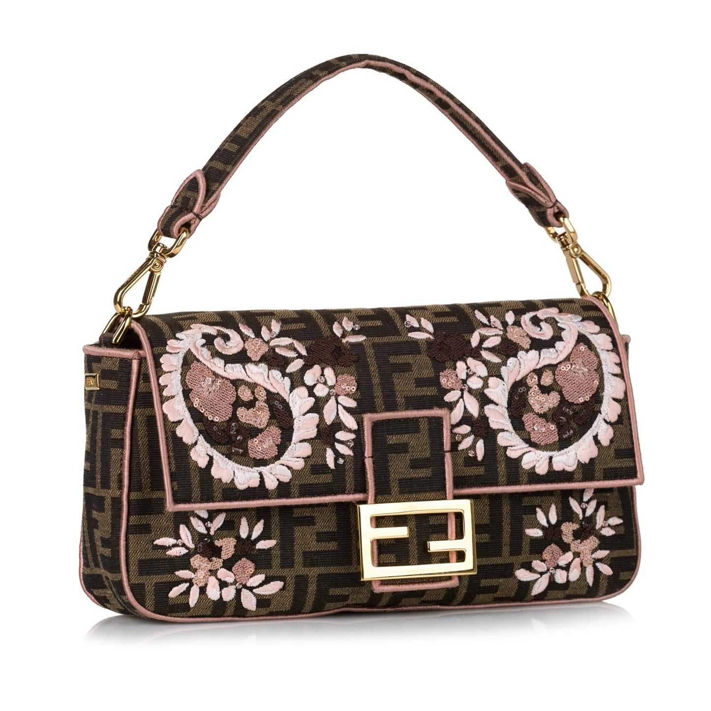 Fendi Zucca Paisley Embroidery Baguette
