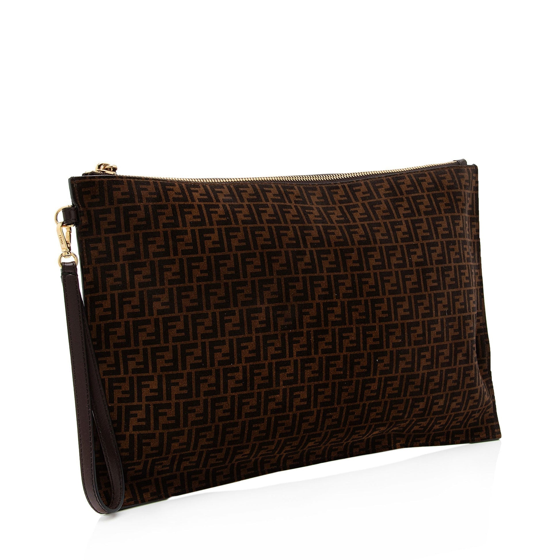 Fendi Zucchino Suede Large Flat Pouch