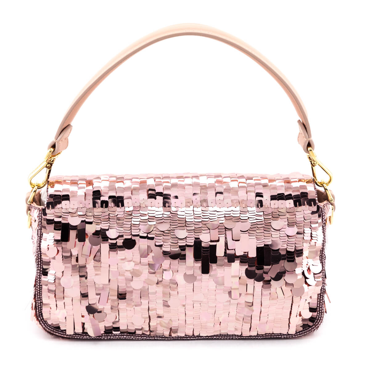 Fendi Pink Sequin Paillettes Vitello Grace Re-Edition Baguette