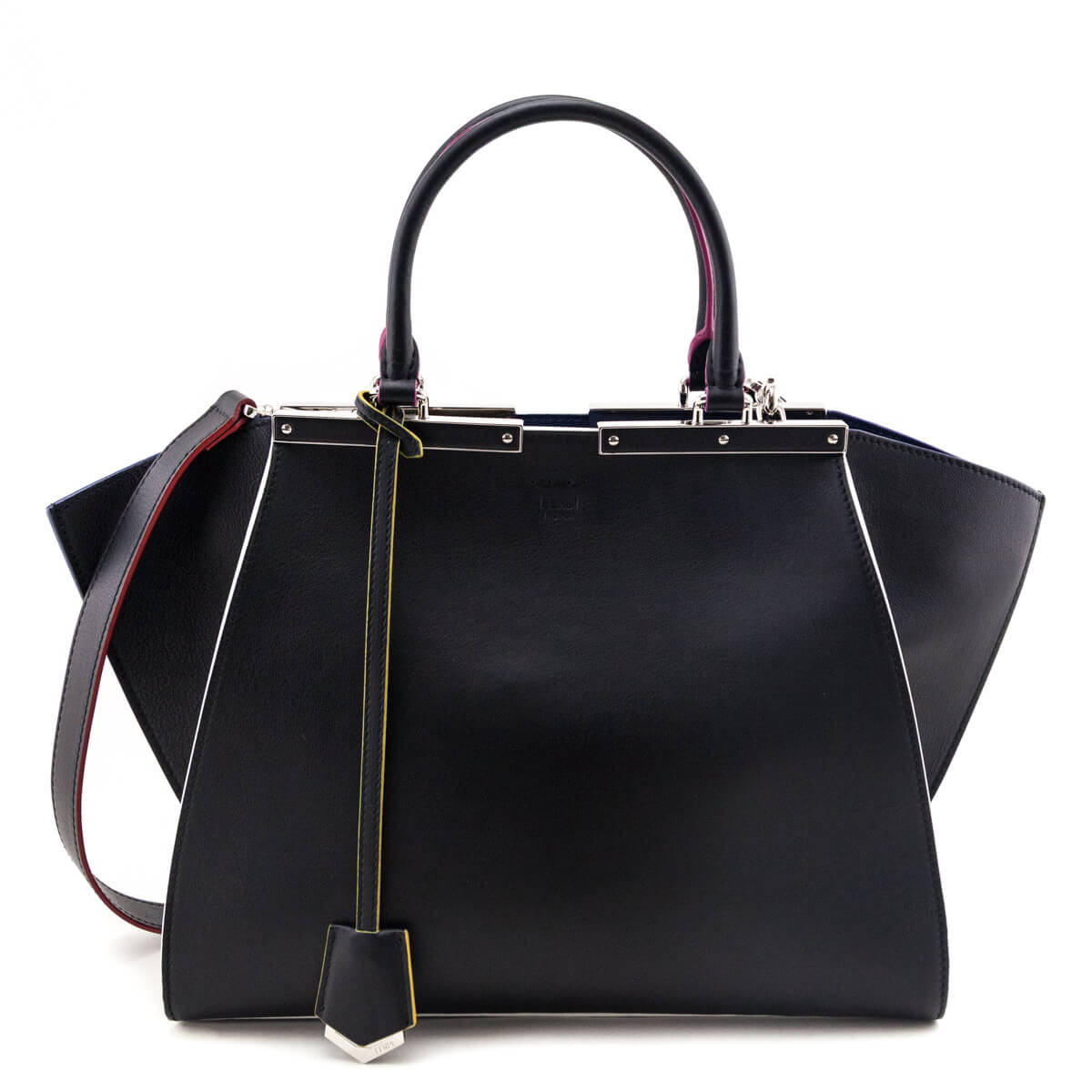 Fendi Black Smooth Calfskin Multicolor Contrast-Trim 3jours Bag