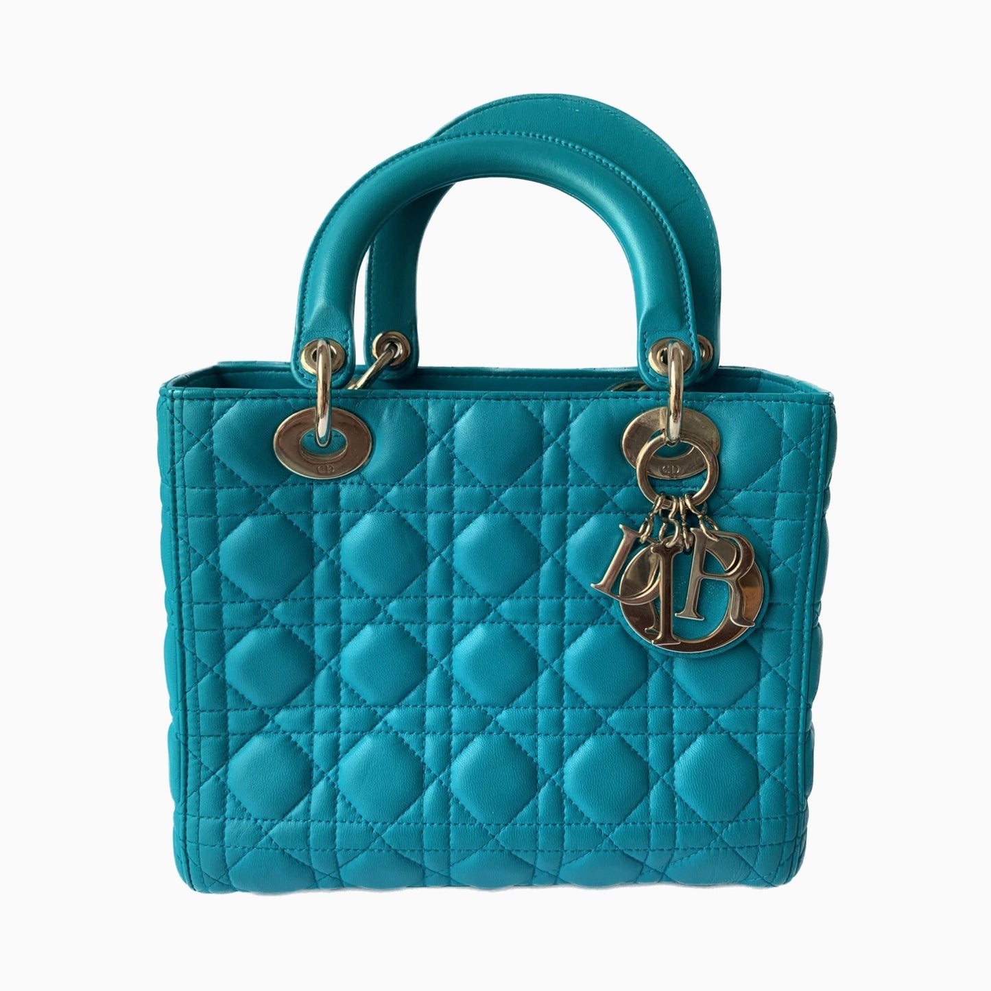 Lady Dior Medium Bag Blue Cannage Lambskin Leather