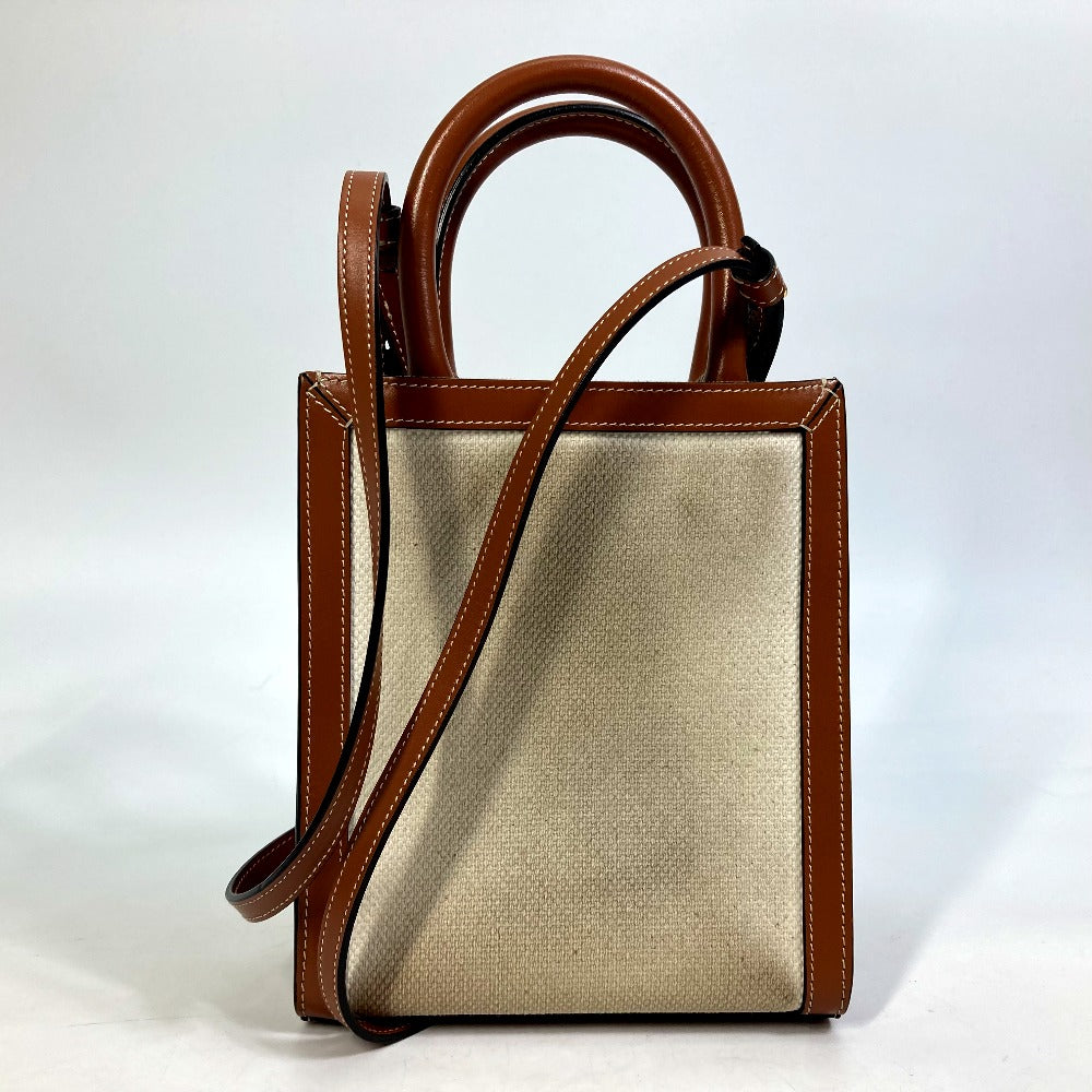 CELINE Shoulder Bag. Canvas / leather beige Carriage Vertical hippo mini Women Secondhand
