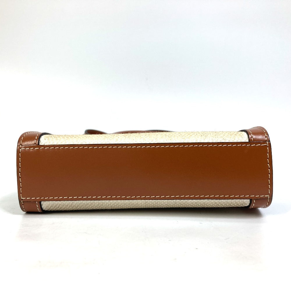 CELINE Shoulder Bag. Canvas / leather beige Carriage Vertical hippo mini Women Secondhand