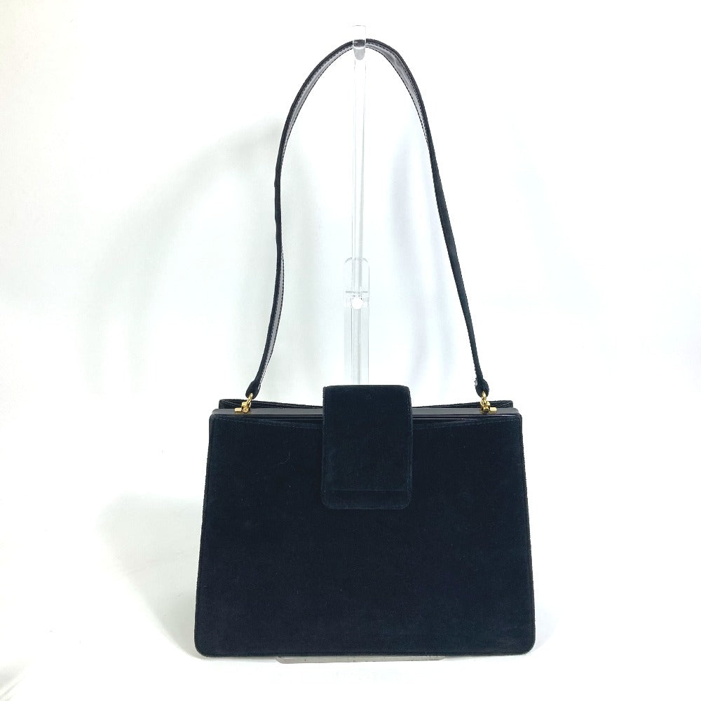 CELINE Shoulder Bag Velor / leather black Gamaguchi Women Secondhand