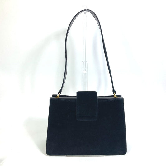 CELINE Shoulder Bag Velor / leather black Gamaguchi Women Secondhand