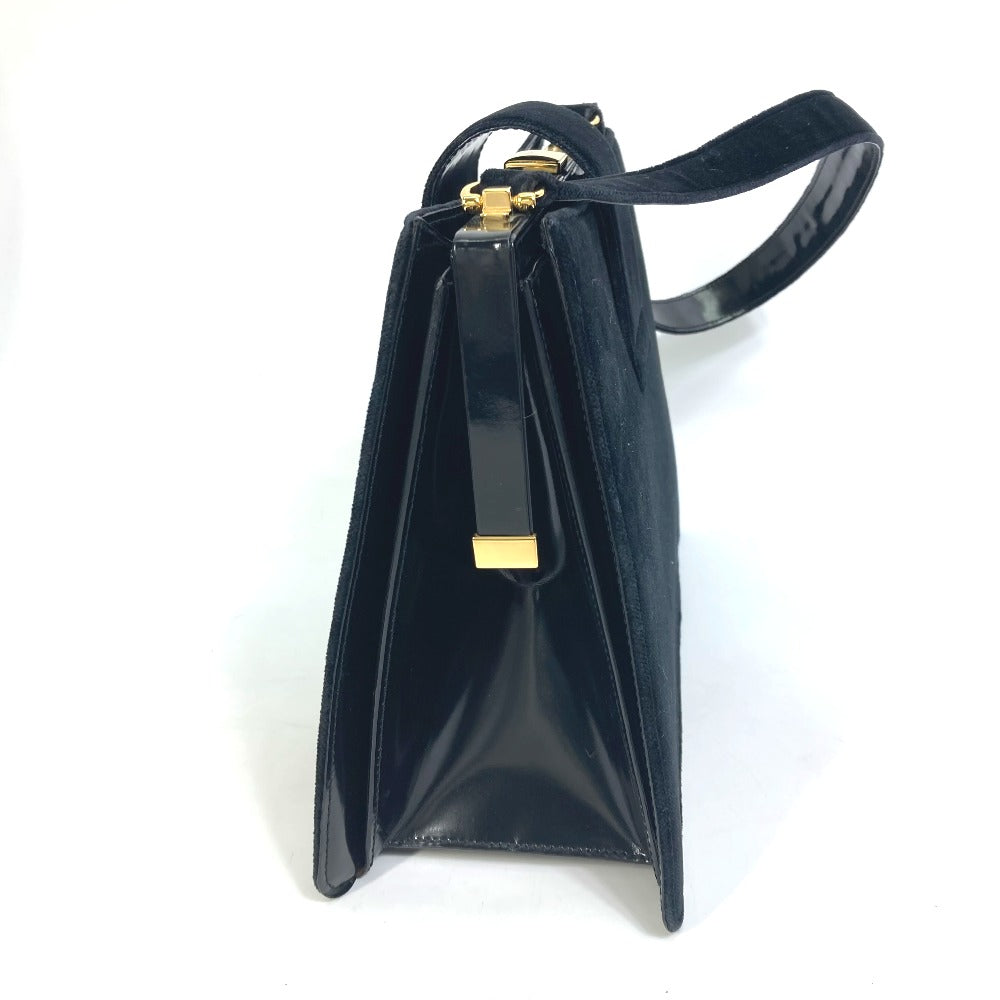 CELINE Shoulder Bag Velor / leather black Gamaguchi Women Secondhand