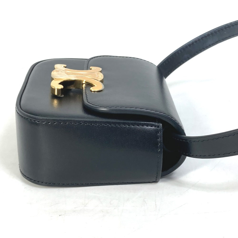 CELINE Shoulder Bag leather black Pochette mini triomphe Women
