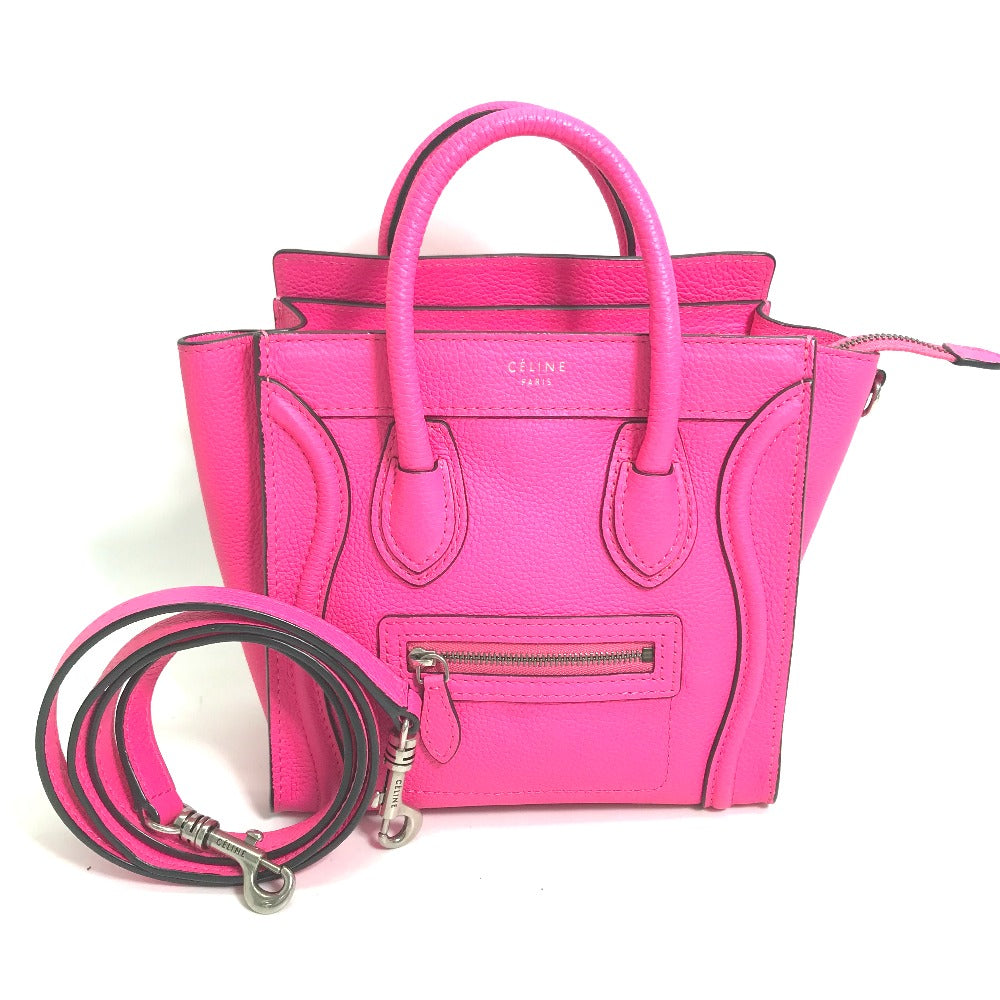 CELINE Handbag leather pink Tote Bag Crossbody luggage nano shopper Women