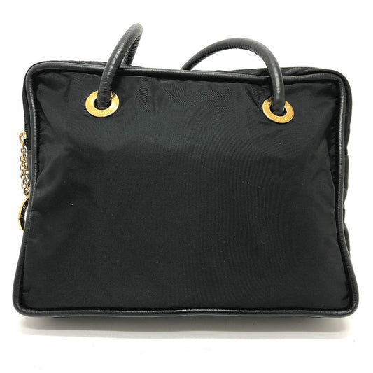 CELINE Shoulder Bag Nylon / leather black Circle logo Women